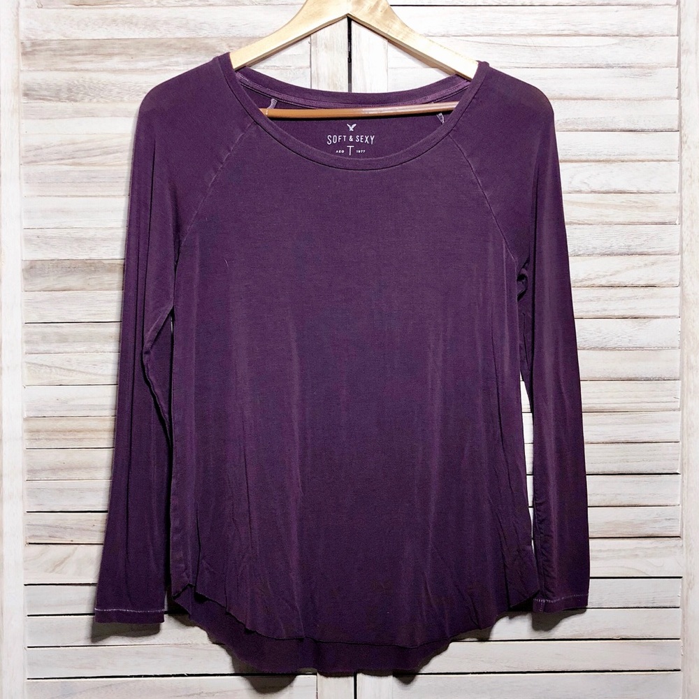 Raglan Long Sleeve Tee - AE Soft & Sexy - Plum